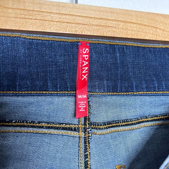 Spanx Medium Wash Distressed Ankle Skinny High Rise Jeans Size Medium - Picture 9 of 10